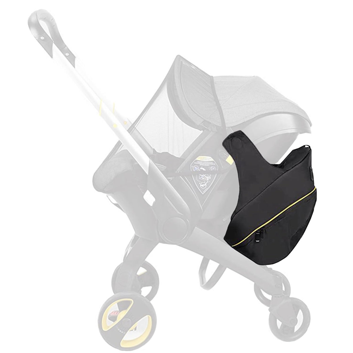 Infant Stroller Clip-On Storage Bag compatible with Doona, Pram Buggy Organizer Bag with Non-Slip Zipper Snap-On Stroller Bag & Large Storage Space, Baby Stroller Pushchair Accessory fit Doona