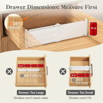 8" Tall Drawer Dividers, Adjustable Deep Drawer Organizer Clothes