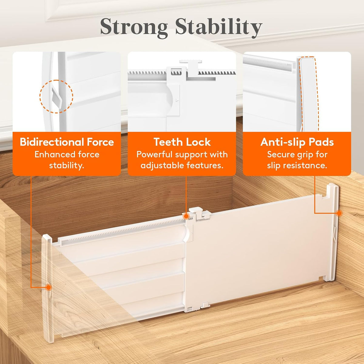 8" Tall Drawer Dividers, Adjustable Deep Drawer Organizer Clothes