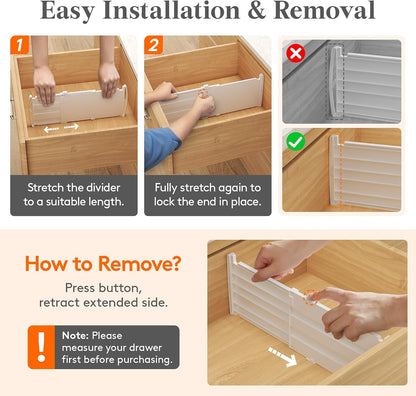 8" Tall Drawer Dividers, Adjustable Deep Drawer Organizer Clothes
