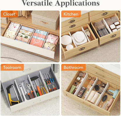 8" Tall Drawer Dividers, Adjustable Deep Drawer Organizer Clothes