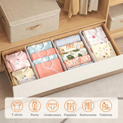 8" Tall Drawer Dividers, Adjustable Deep Drawer Organizer Clothes