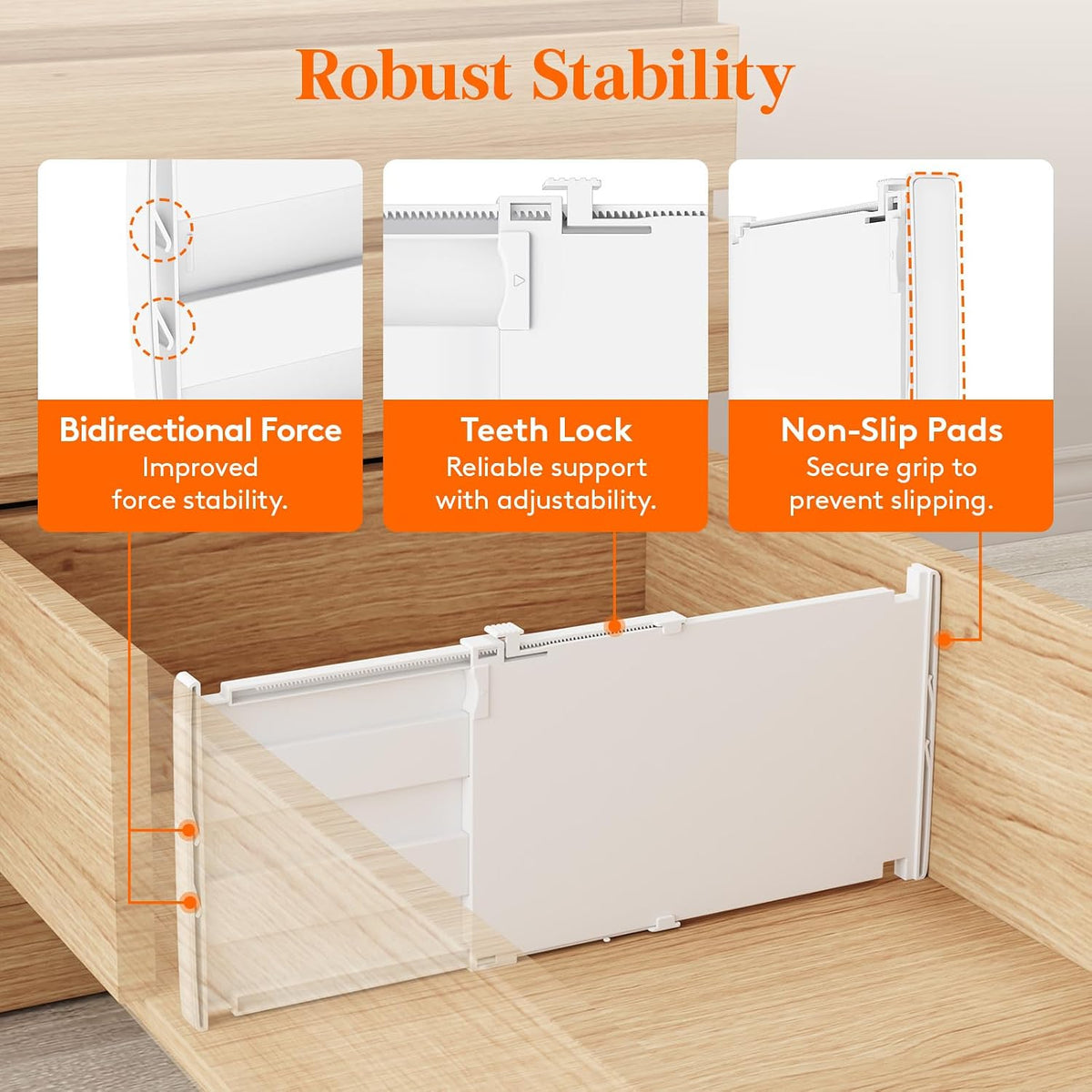 8" Tall Drawer Dividers, Adjustable Deep Drawer Organizer Clothes