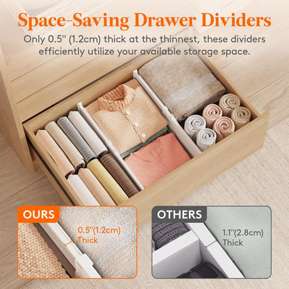 8" Tall Drawer Dividers, Adjustable Deep Drawer Organizer Clothes