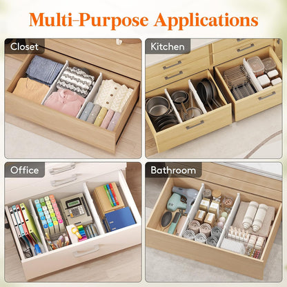 8" Tall Drawer Dividers, Adjustable Deep Drawer Organizer Clothes