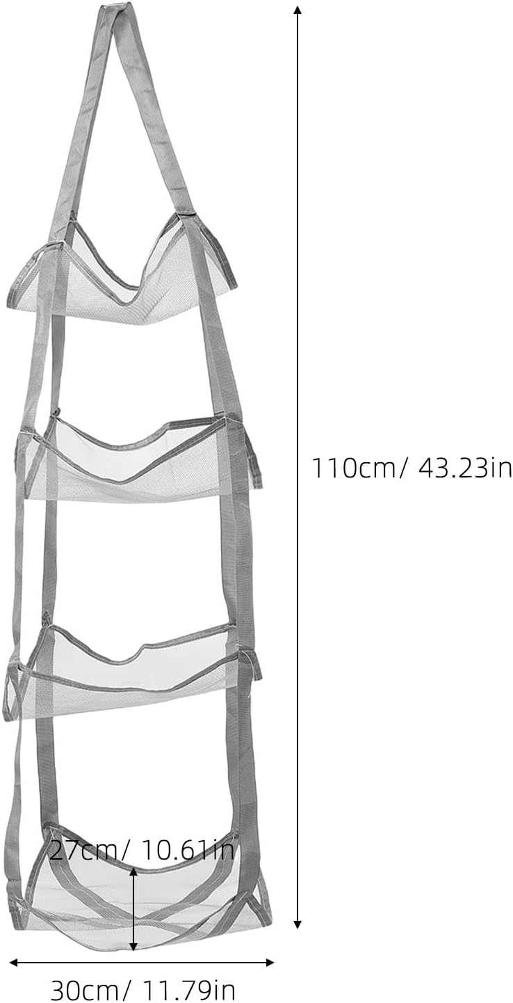 Over Door Sport Ball Storage Organizer - 4-Tier Wall Hanging Mesh Pocket Bag - Sports Equipment Pocket Holder Rack for Basketball, Football, Garage Ball Storage
