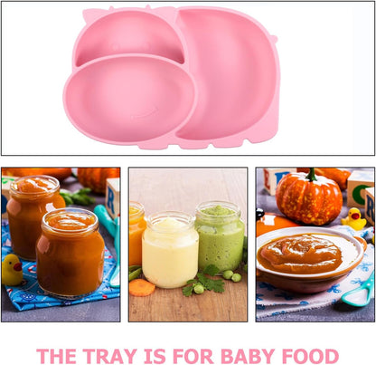 Compartment Plate Silicone Non-skid Cartoon Cow Design Divided Dinner Plate for Sections Food-grade Silicone Tableware for Boys