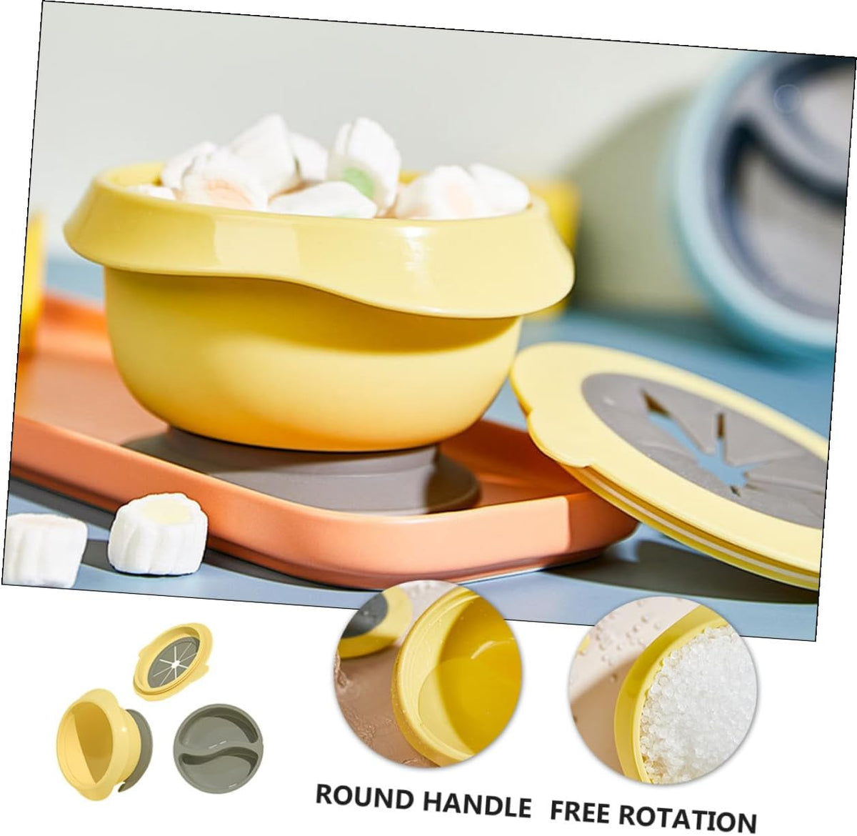 Portable Suction Bowl with Detachable Suction Cup Food-grade Tableware Leak-resistant and Easy to Clean for Safe Odorless Material in Yellow