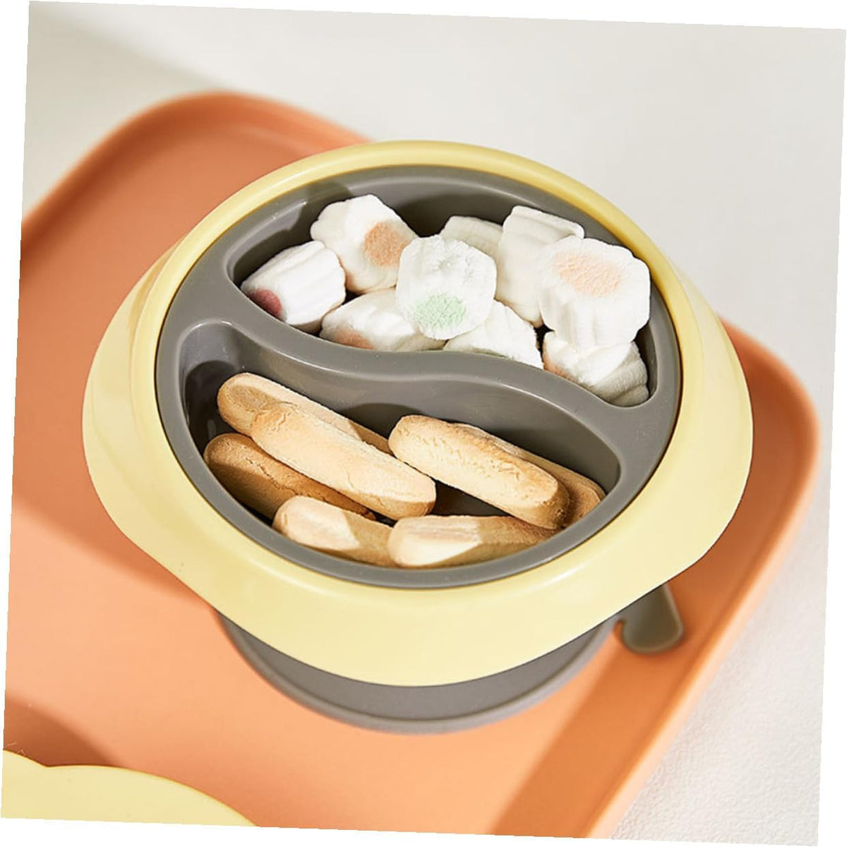 Portable Suction Bowl with Detachable Suction Cup Food-grade Tableware Leak-resistant and Easy to Clean for Safe Odorless Material in Yellow