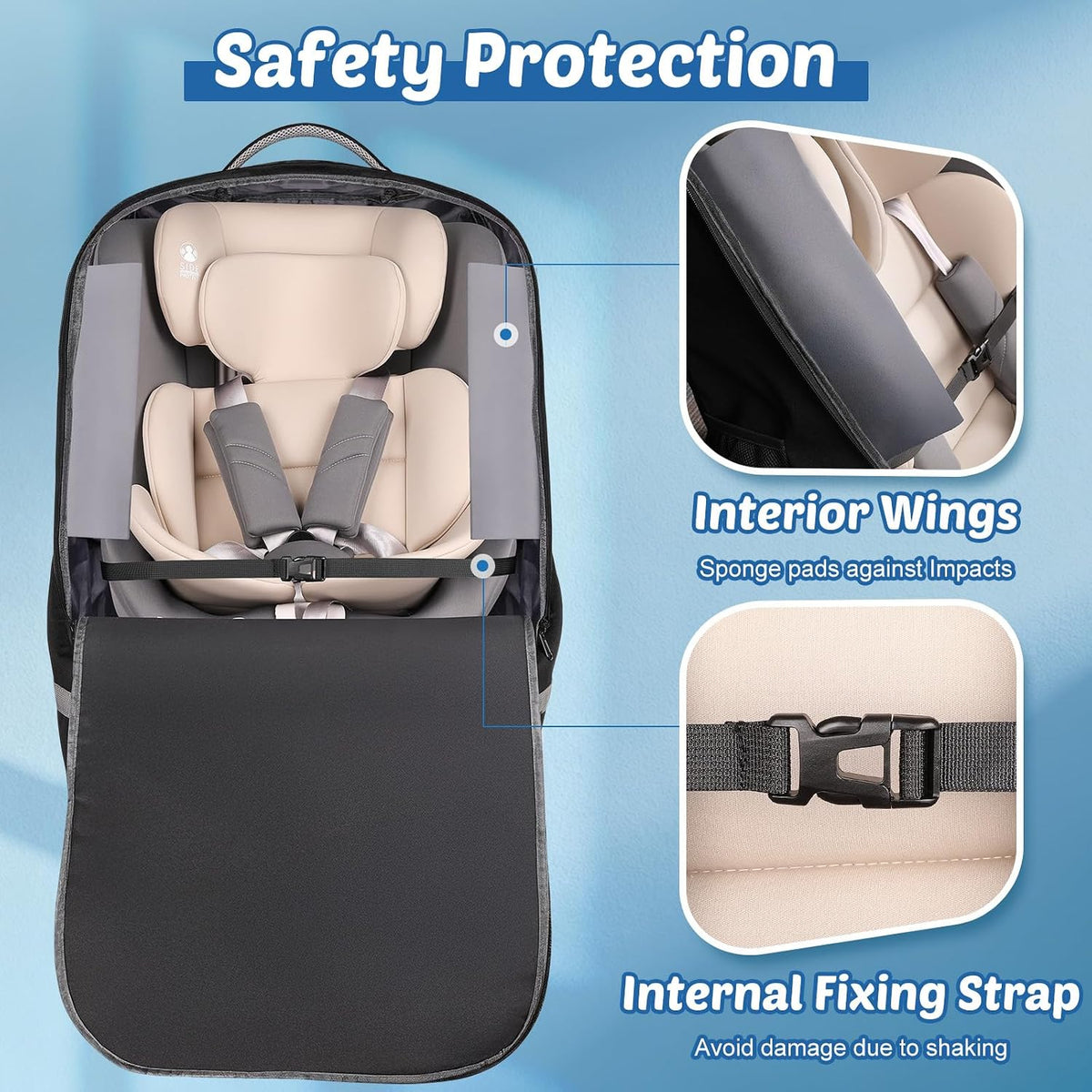 Upgrade Car Seat Travel Bag for Airplane: Backpack Carseat Bags Fit Graco