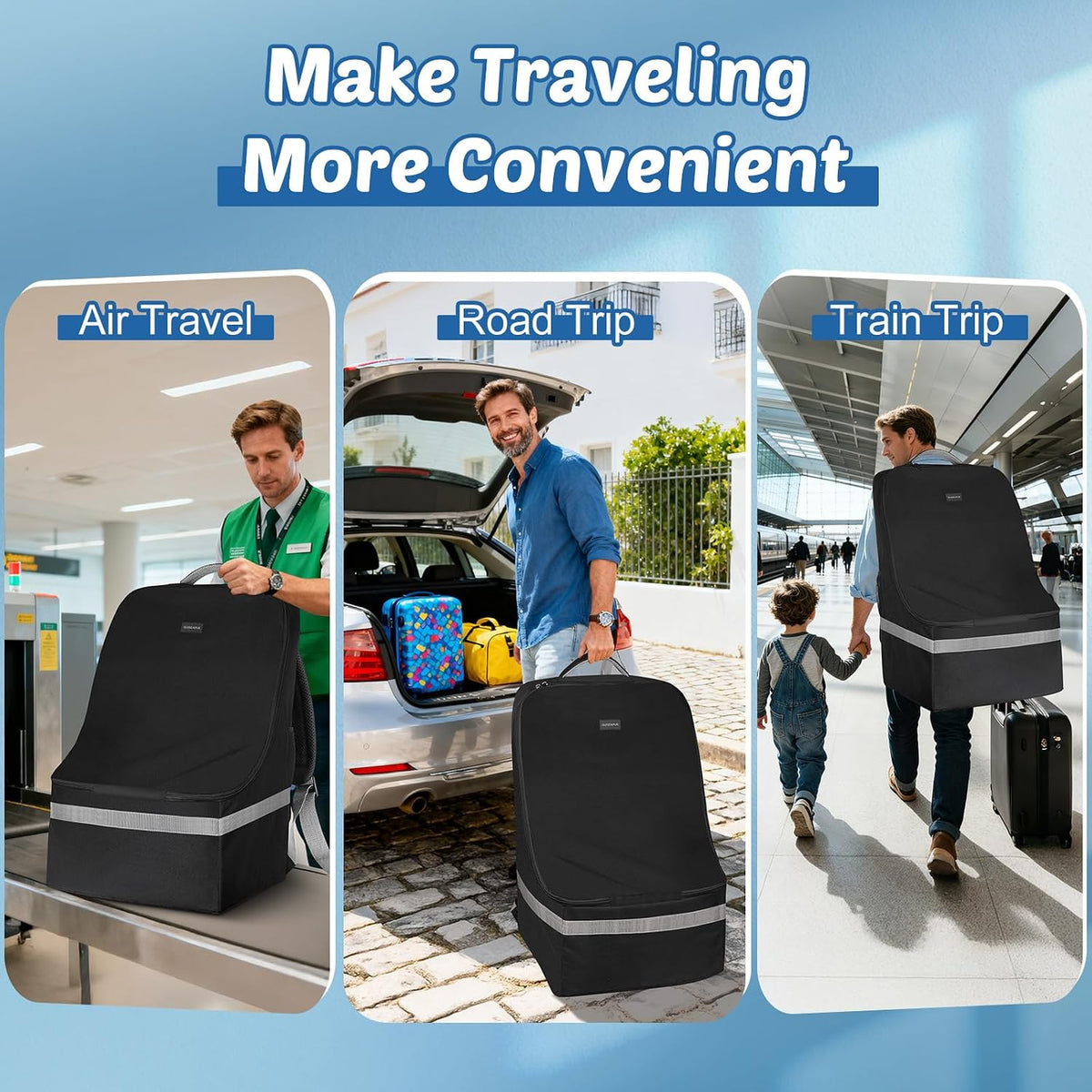 Upgrade Car Seat Travel Bag for Airplane: Backpack Carseat Bags Fit Graco