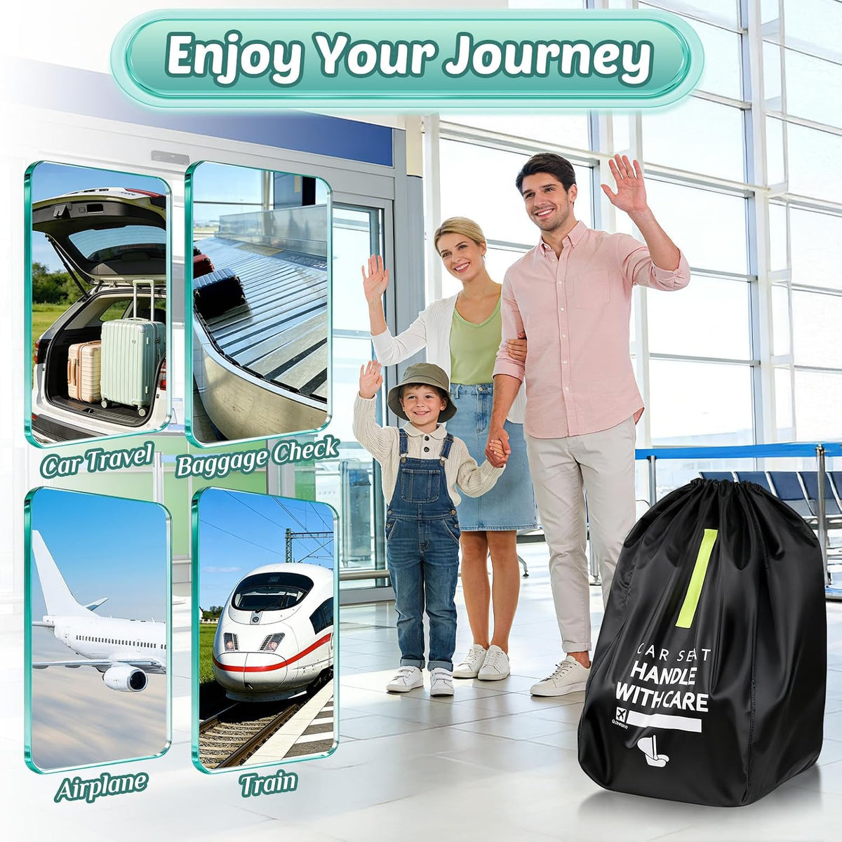 Upgrade Car Seat Travel Bag for Airplane: Backpack Carseat Bags Fit Graco