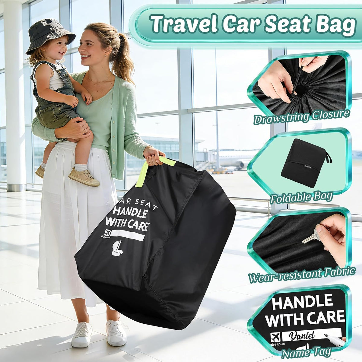Upgrade Car Seat Travel Bag for Airplane: Backpack Carseat Bags Fit Graco