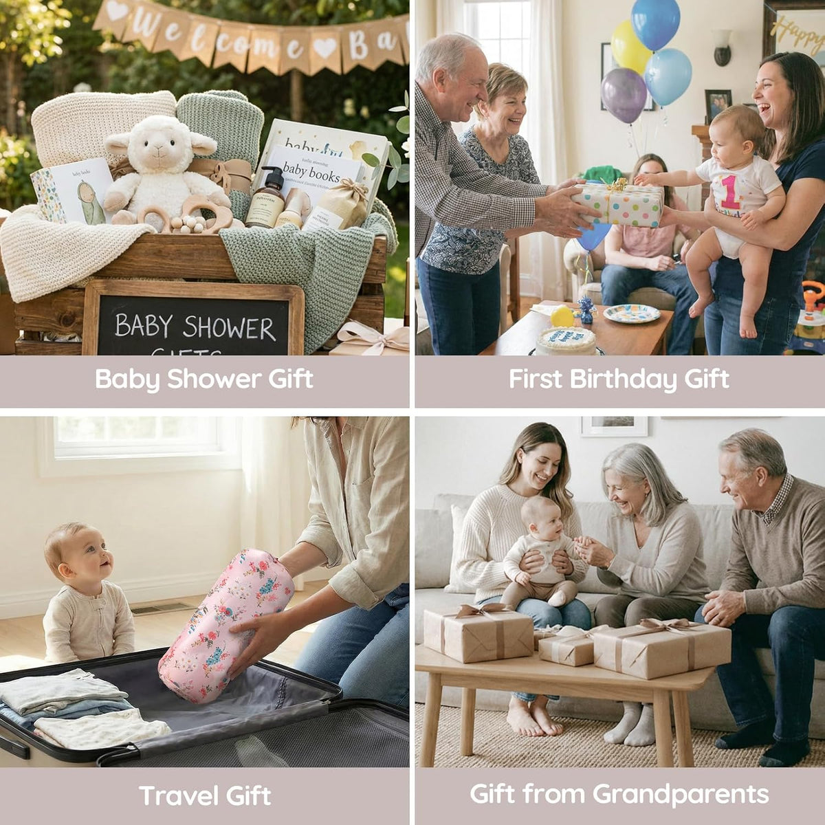 Baby Booster Seat for Kitchen Chairs with Tray, Portable & Foldable