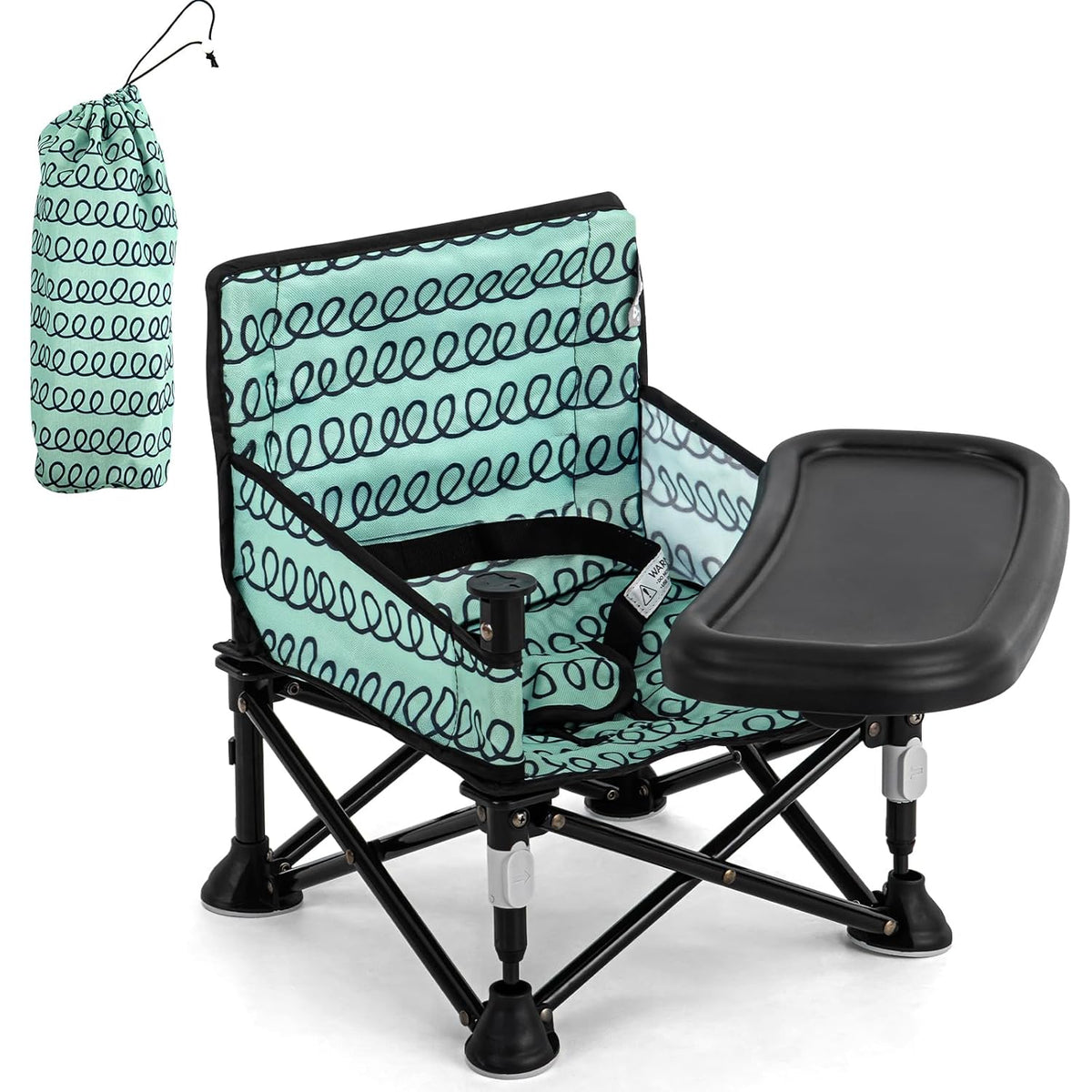 Baby Booster Seat for Kitchen Chairs with Tray, Portable & Foldable