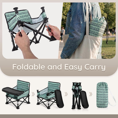 Baby Booster Seat for Kitchen Chairs with Tray, Portable & Foldable