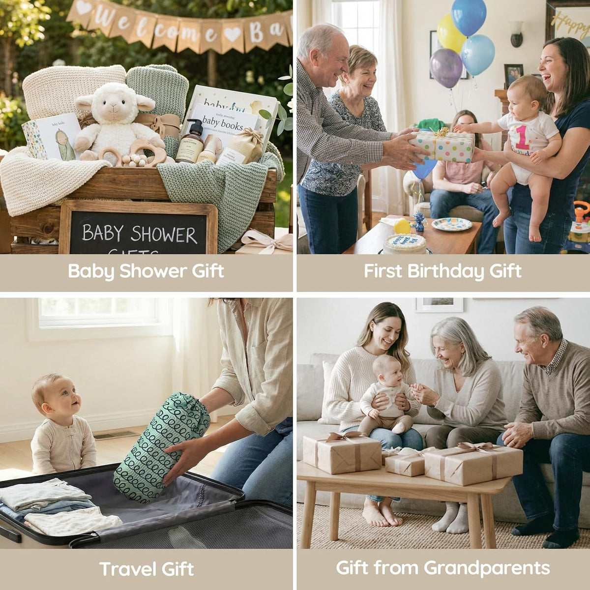 Baby Booster Seat for Kitchen Chairs with Tray, Portable & Foldable