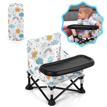 Baby Booster Seat for Kitchen Chairs with Tray, Portable & Foldable