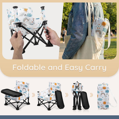 Baby Booster Seat for Kitchen Chairs with Tray, Portable & Foldable