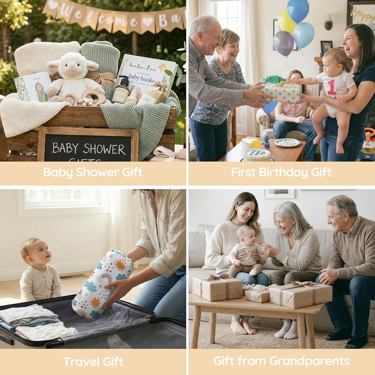 Baby Booster Seat for Kitchen Chairs with Tray, Portable & Foldable