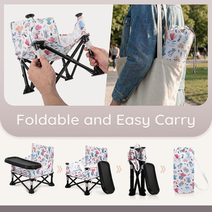 Baby Booster Seat for Kitchen Chairs with Tray, Portable & Foldable