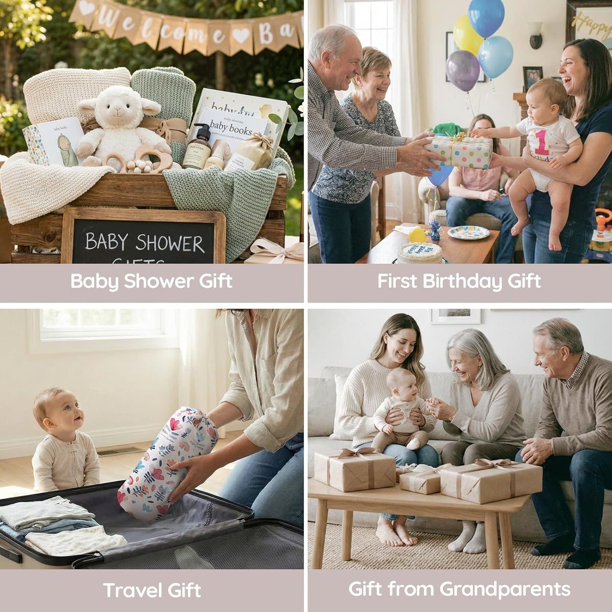 Baby Booster Seat for Kitchen Chairs with Tray, Portable & Foldable