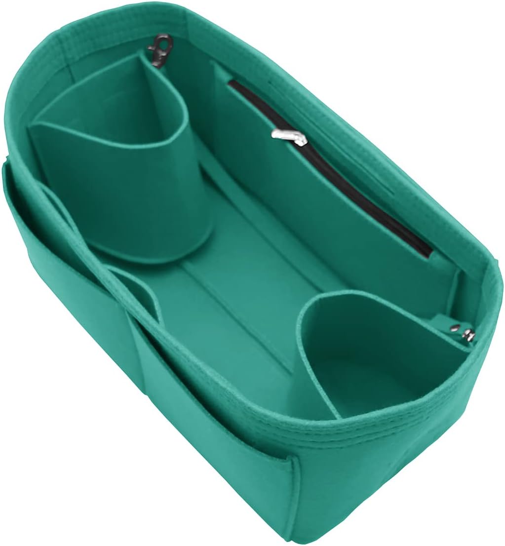 Felt Purse Organizer Insert Zipper Pocket with Two Removeable Bottle Holder