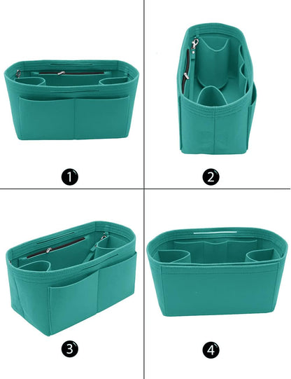 Felt Purse Organizer Insert Zipper Pocket with Two Removeable Bottle Holder