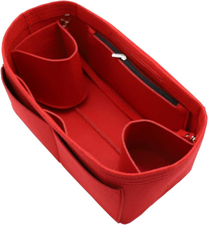 Felt Purse Organizer Insert Zipper Pocket with Two Removeable Bottle Holder