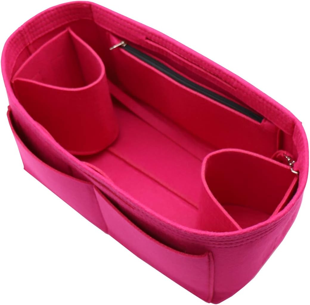 Felt Purse Organizer Insert Zipper Pocket with Two Removeable Bottle Holder