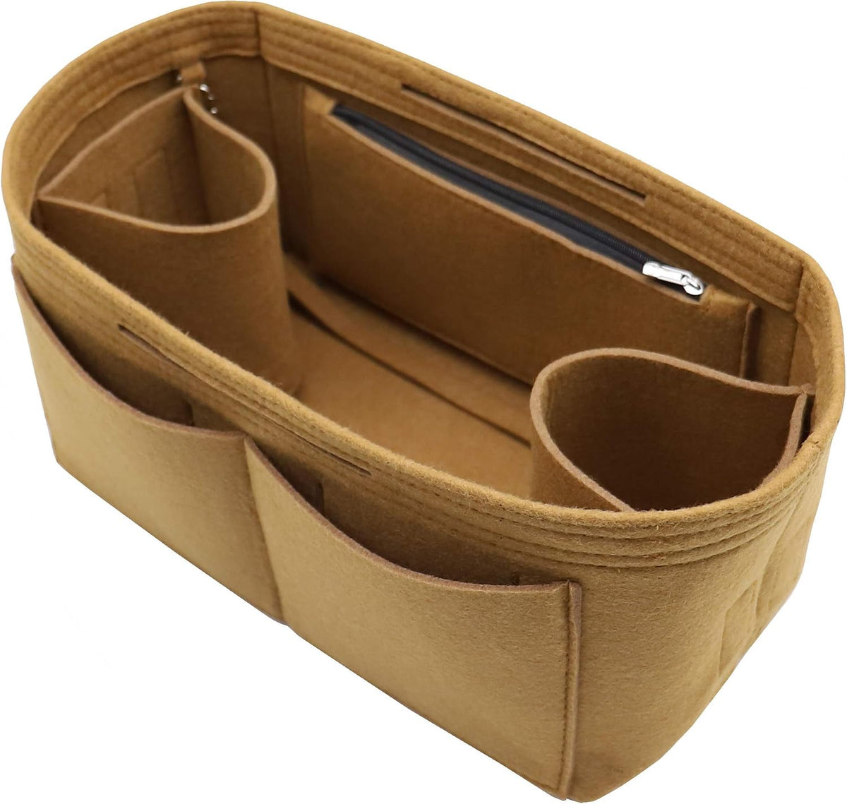 Felt Purse Organizer Insert Zipper Pocket with Two Removeable Bottle Holder