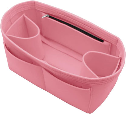 Felt Purse Organizer Insert Zipper Pocket with Two Removeable Bottle Holder