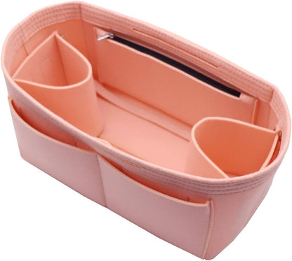 Felt Purse Organizer Insert Zipper Pocket with Two Removeable Bottle Holder