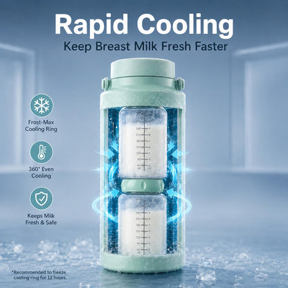 22oz Portable Breast Milk Cooler, 24-Hour Chiller, 2 Baby Bottles