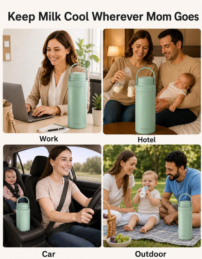 22oz Portable Breast Milk Cooler, 24-Hour Chiller, 2 Baby Bottles