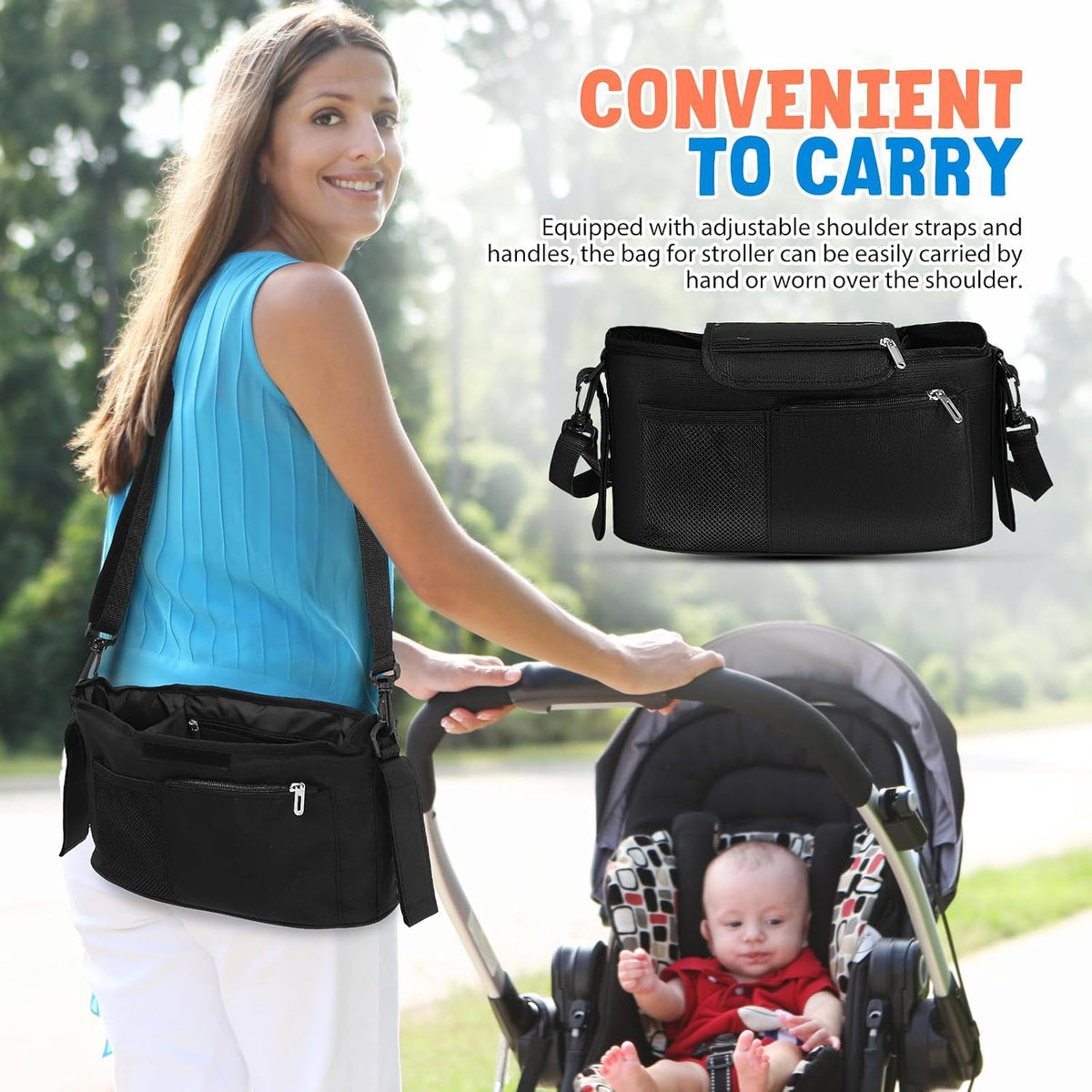 Stroller Organizer Bag Large Capacity Oxford Fabric for Stroller