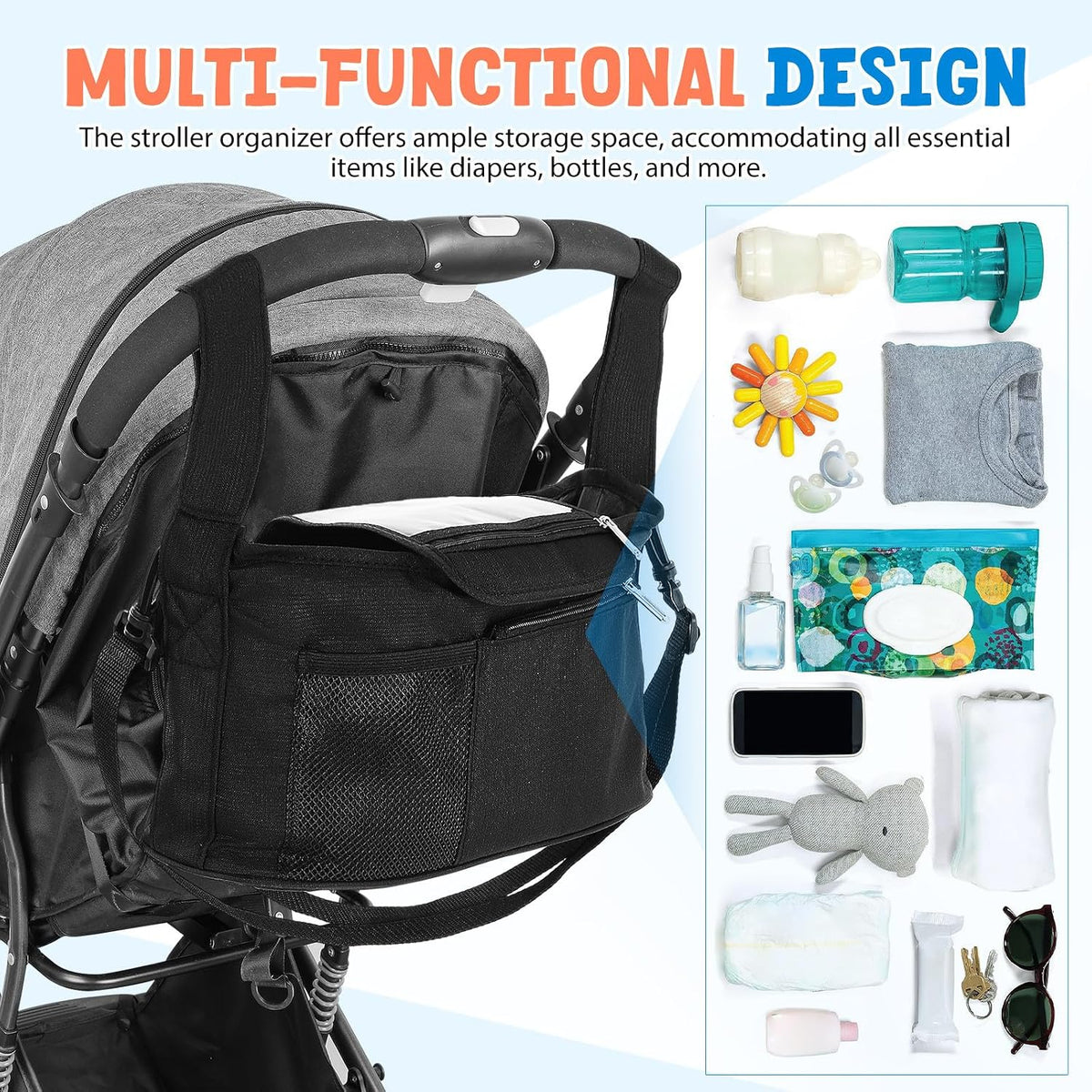 Stroller Organizer Bag Large Capacity Oxford Fabric for Stroller