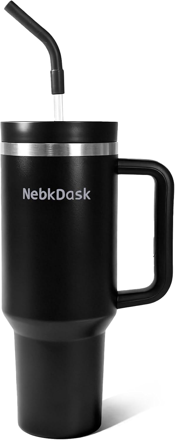 40 oz Tumbler with Handle and Straw - Insulated Stainless Steel Travel Mug, Cup Holder Friendly Water Bottle Extra Large Double Wall Coffee Thermos,Dishwasher Safe,BPA Free(Purple)