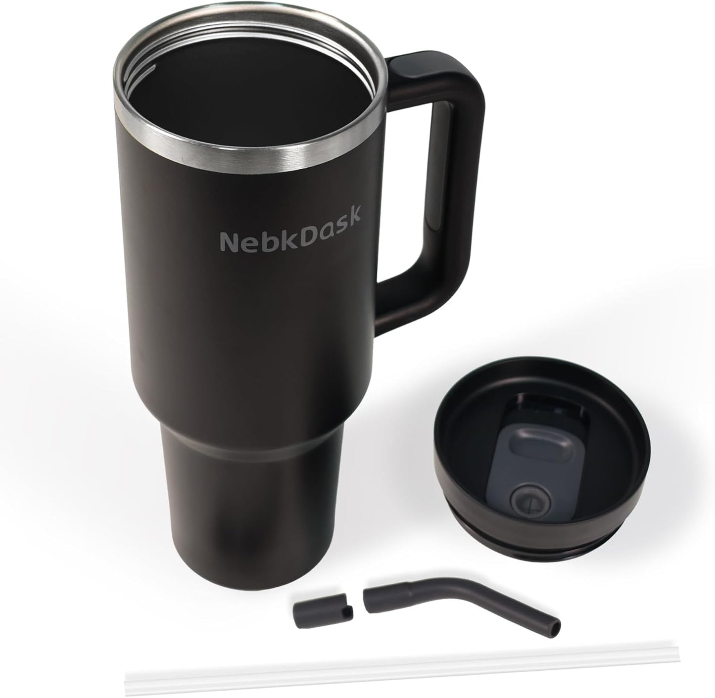 40 oz Tumbler with Handle and Straw - Insulated Stainless Steel Travel Mug, Cup Holder Friendly Water Bottle Extra Large Double Wall Coffee Thermos,Dishwasher Safe,BPA Free(Purple)