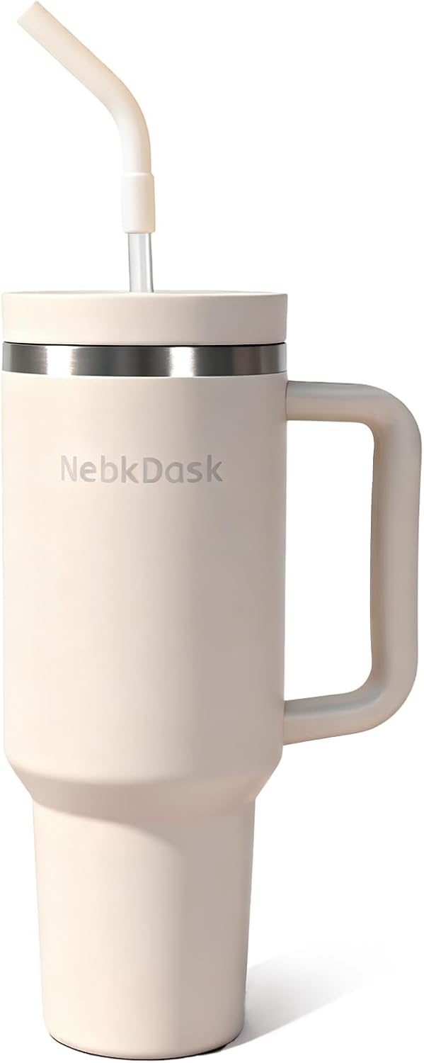 40 oz Tumbler with Handle and Straw - Insulated Stainless Steel Travel Mug, Cup Holder Friendly Water Bottle Extra Large Double Wall Coffee Thermos,Dishwasher Safe,BPA Free(Purple)