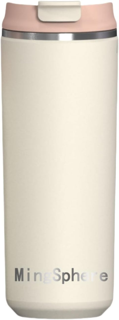 12oz Insulated Stainless Steel Coffee Cup, Lavender Purple | Travel Coffee Mug Leak Resistant Lid Wide Mouth Keeps Drinks Hot or Cold, Easy Cleaning