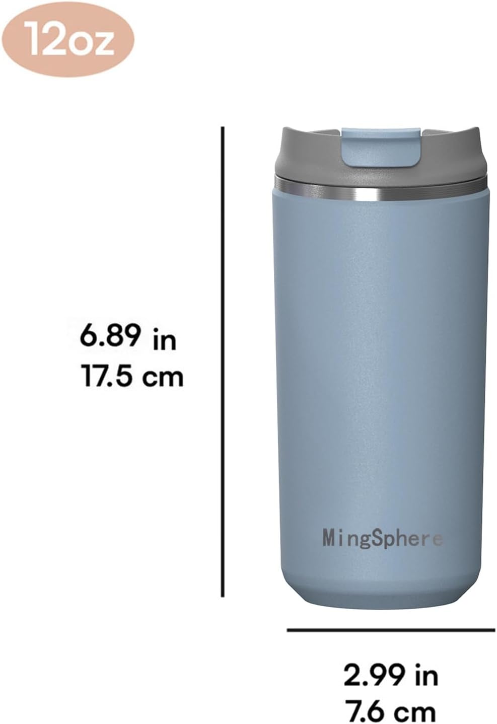 12oz Insulated Stainless Steel Coffee Cup, Lavender Purple | Travel Coffee Mug Leak Resistant Lid Wide Mouth Keeps Drinks Hot or Cold, Easy Cleaning