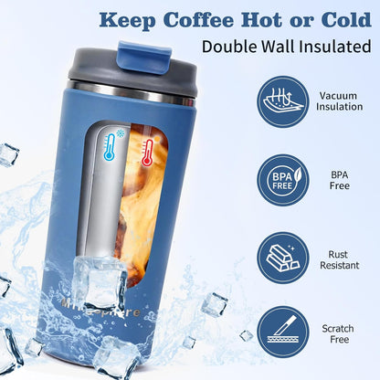 12oz Insulated Stainless Steel Coffee Cup, Lavender Purple | Travel Coffee Mug Leak Resistant Lid Wide Mouth Keeps Drinks Hot or Cold, Easy Cleaning