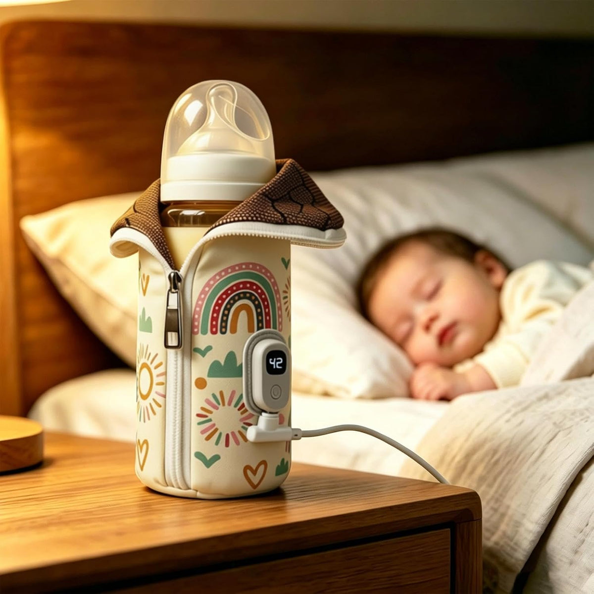 Bottle Warmer Insulation Cover - Digital Temperature Bag, Travel Warmer