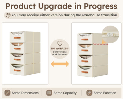 Stackable Storage Drawers - Collapsible Storage Bins with Drawers, Closet Shelf Organizer Basket, Fabric Pull Out Organizer for Bedroom, Living Room, Dorm, Beige