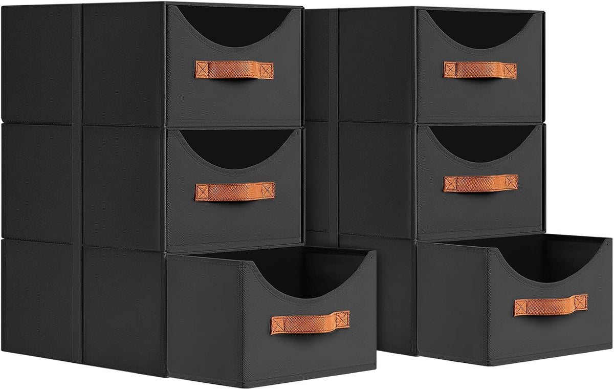 Stackable Storage Drawers - Collapsible Storage Bins with Drawers, Closet Shelf Organizer Basket, Fabric Pull Out Organizer for Bedroom, Living Room, Dorm, Beige
