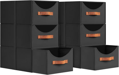 Stackable Storage Drawers - Collapsible Storage Bins with Drawers, Closet Shelf Organizer Basket, Fabric Pull Out Organizer for Bedroom, Living Room, Dorm, Beige