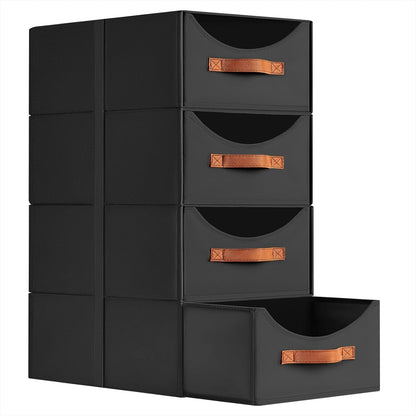 Stackable Storage Drawers - Collapsible Storage Bins with Drawers, Closet Shelf Organizer Basket, Fabric Pull Out Organizer for Bedroom, Living Room, Dorm, Beige