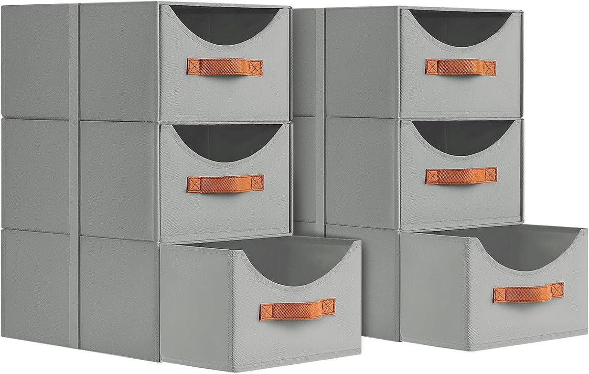 Stackable Storage Drawers - Collapsible Storage Bins with Drawers, Closet Shelf Organizer Basket, Fabric Pull Out Organizer for Bedroom, Living Room, Dorm, Beige