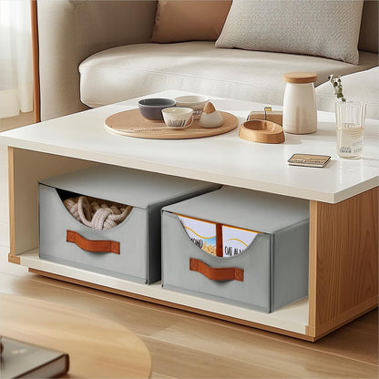 Stackable Storage Drawers - Collapsible Storage Bins with Drawers, Closet Shelf Organizer Basket, Fabric Pull Out Organizer for Bedroom, Living Room, Dorm, Beige